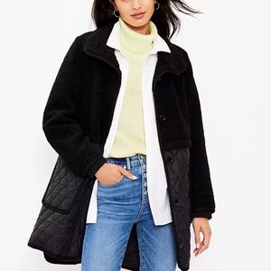 Sherpa Quilted Funnel Neck Coat from Loft